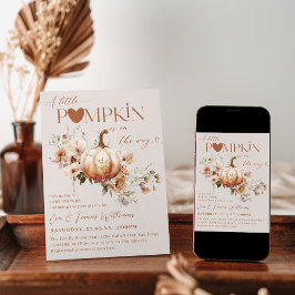 Invitación Baby Shower de la caída de calabaza y flores