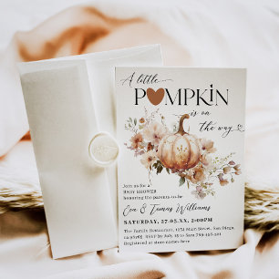 Invitación Baby Shower de la caída de calabaza y flores