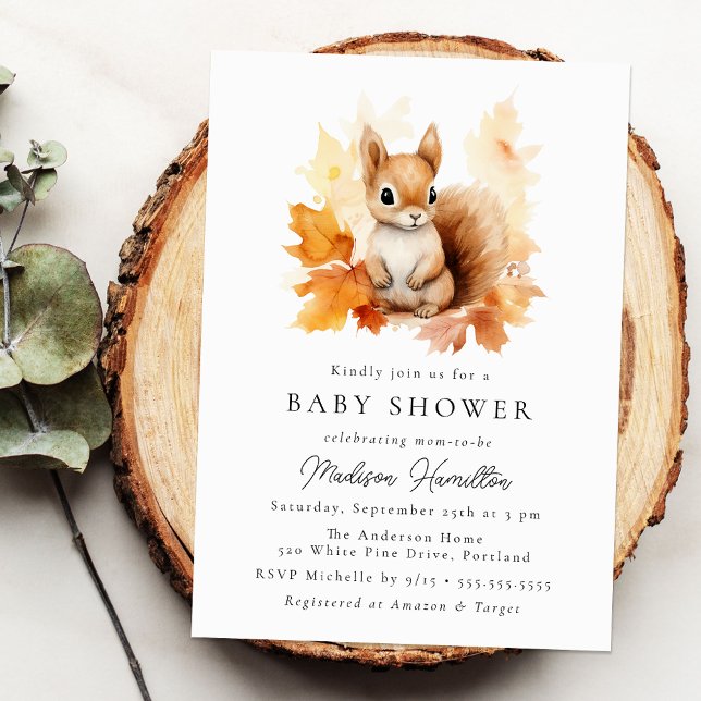 Invitación Baby Shower de la Caída de la Ardilla de los Bosqu (Subido por el creador)