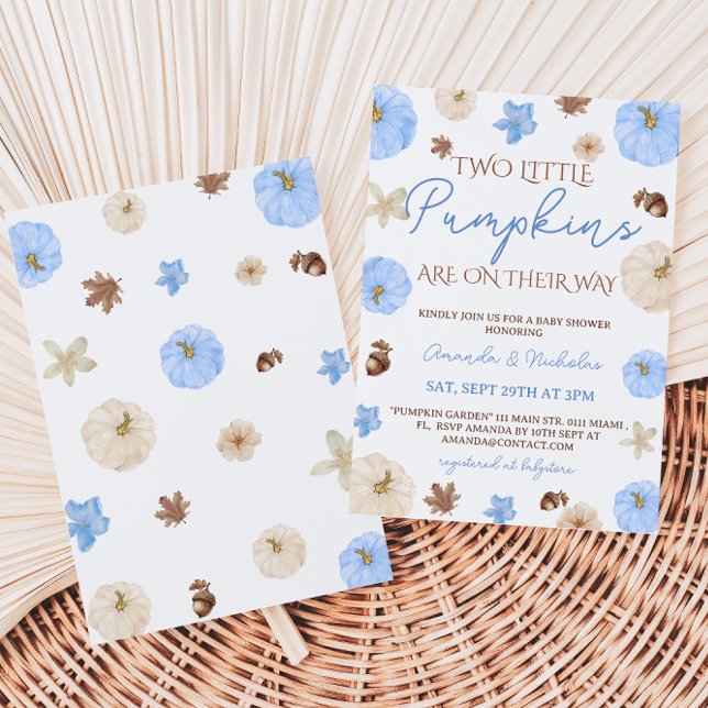 Invitación Baby Shower de la caída de la calabaza azul para n (Subido por el creador)
