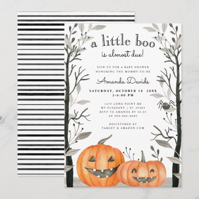 Invitación Baby Shower de la caída de la calabaza de bofetón (Anverso / Reverso)