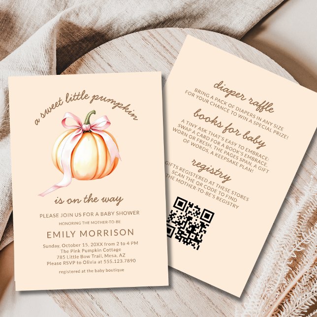 Invitación Baby Shower de la caída de la calabaza pequeña y d (Subido por el creador)