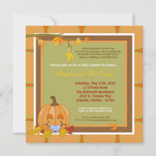 Invitación Baby Shower de la calabaza de otoño de