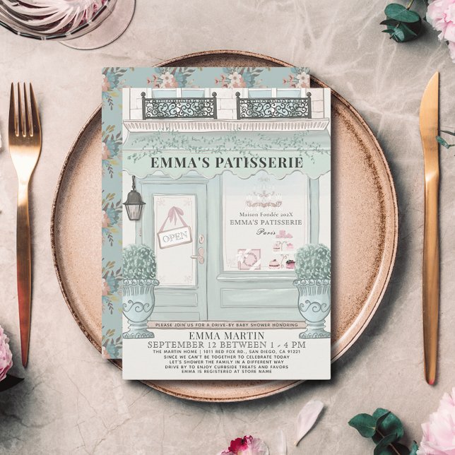 Invitación Baby Shower de la camioneta verde de la panadería  (Subido por el creador)