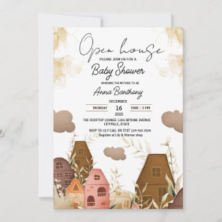 Invitación Baby Shower de la Casa Abierta con Mano Rústica