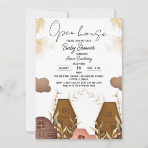 Invitación Baby Shower de la Casa Abierta con Mano Rústica