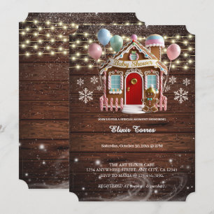 Invitación Baby Shower de la casa de Gingerbread Rustic Winte