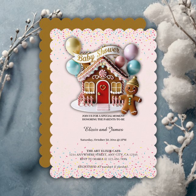 Invitación Baby Shower de la Casa de Pan de Oro (Subido por el creador)