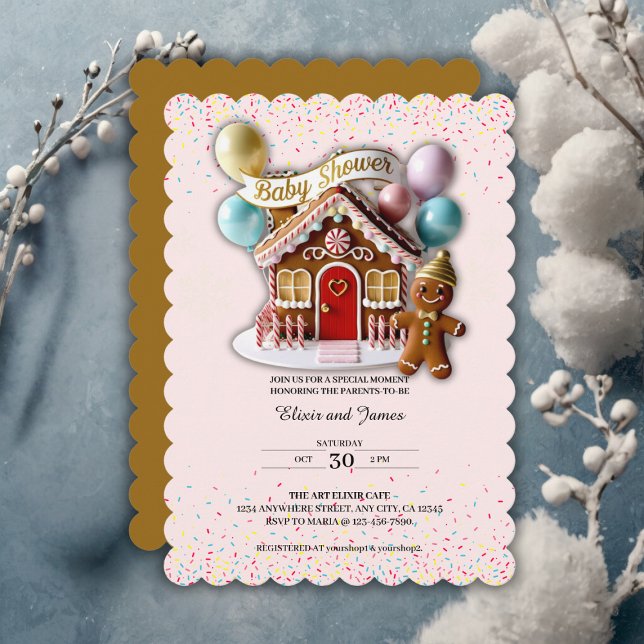Invitación Baby Shower de la Casa de Pan de Oro (Subido por el creador)