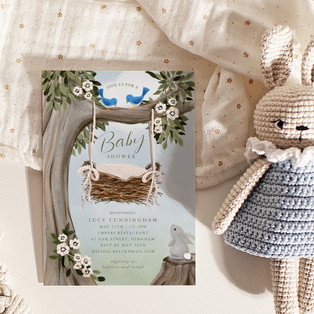 Invitación Baby Shower de la cesta de bebés de Woodland Fores (Subido por el creador)