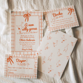 Invitación Baby Shower de la cinta de Gingham de Silly Goose