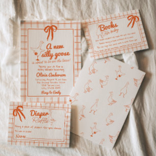 Invitación Baby Shower de la cinta de Gingham de Silly Goose