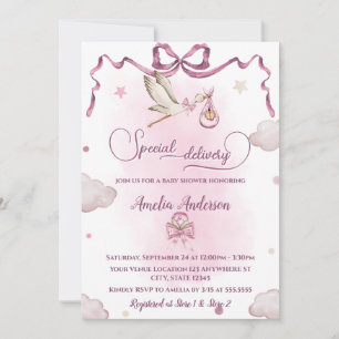 Invitación Baby Shower de la cinta de opciones de entrega esp