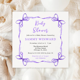 Invitación Baby Shower de la cinta de opciones púrpura