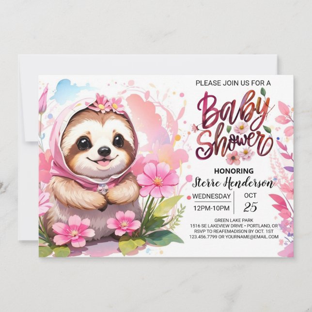 Invitación Baby Shower de la comodidad de la ranura rosada (Anverso)