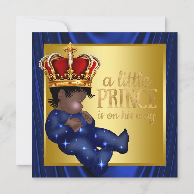 Invitación Baby Shower de la Corona Azul Real (Anverso)