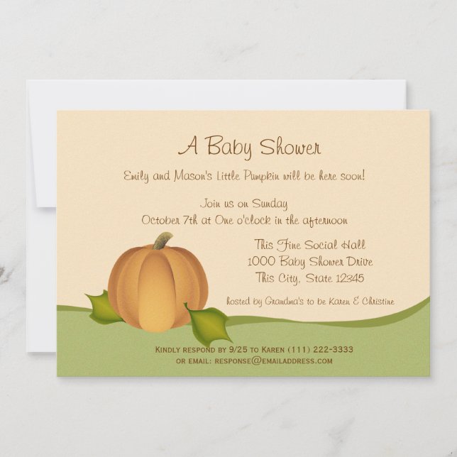 Invitación Baby Shower de la cosecha de calabaza (Anverso)