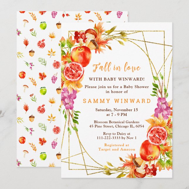 Invitación Baby Shower de la Cosecha de Otoño (Anverso / Reverso)