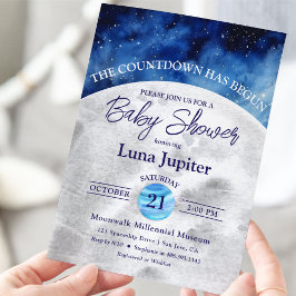 Invitación Baby Shower de la cuenta regresiva de la Luna Espa