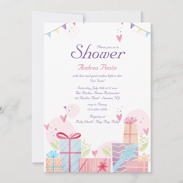 Invitación Baby Shower de la ducha de amor (Anverso)