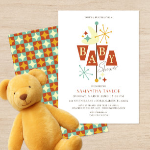 Invitación Baby Shower de la época moderna de mediados de sig