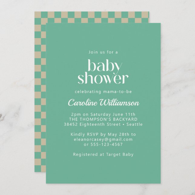Invitación Baby Shower de la Fábrica de la Moneda del tablero (Anverso / Reverso)
