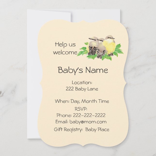 Invitación Baby Shower de la familia de aves dulce Cute (Reverso)