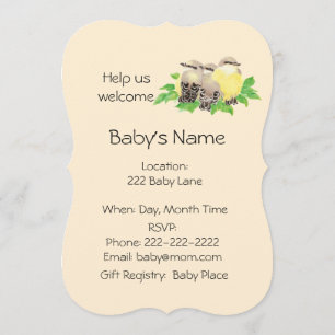 Invitación Baby Shower de la familia de aves dulce Cute