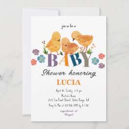 Invitación Baby Shower de la familia de pollos acuarela Cute