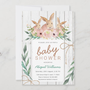 Invitación Baby Shower de la familia Rusal Floral Safari Rabb