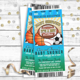 Invitación Baby Shower de la fiesta de temas deportivos