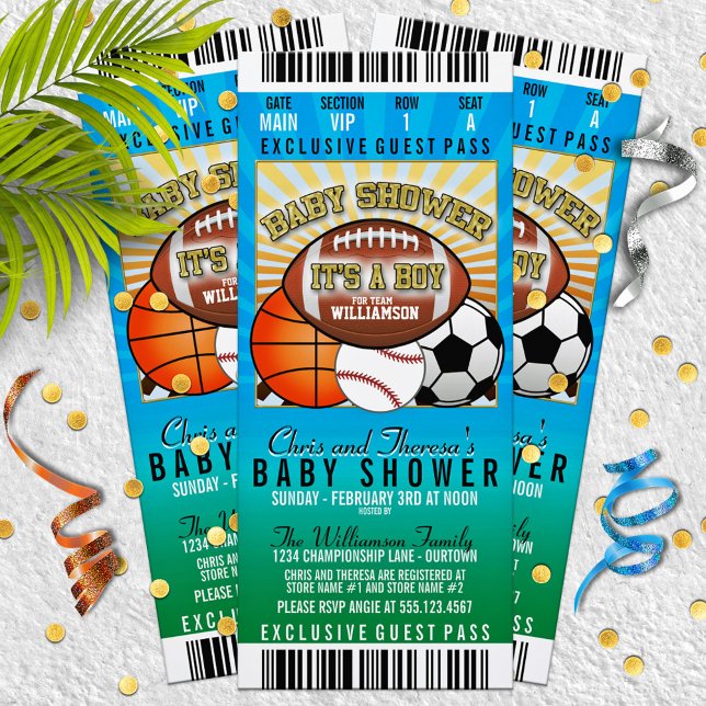 Invitación Baby Shower de la fiesta de temas deportivos (Subido por el creador)