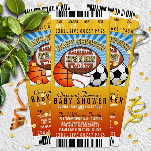 Invitación Baby Shower de la fiesta de temas deportivos (Subido por el creador)