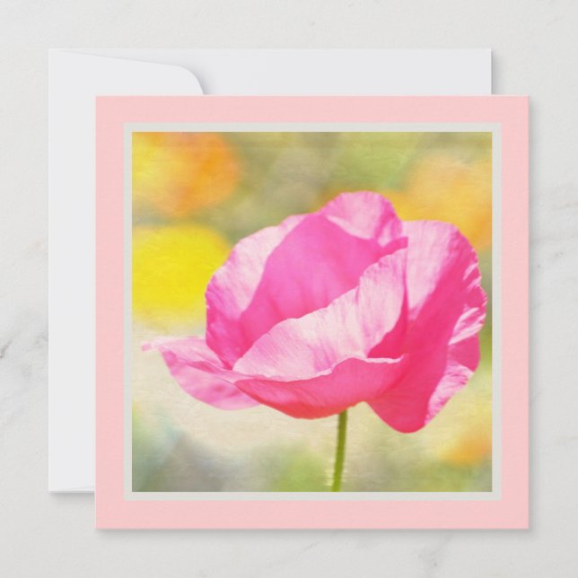 Invitación Baby Shower de la flor de amapola rosa (Anverso)