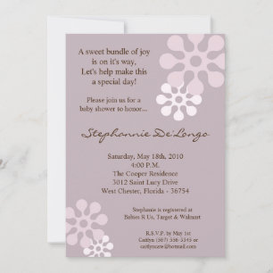 Invitación Baby Shower de la flor púrpura de lavan