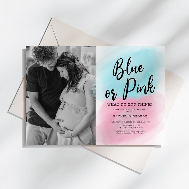 Invitación Baby Shower de la foto de Revelación de Género (Subido por el creador)