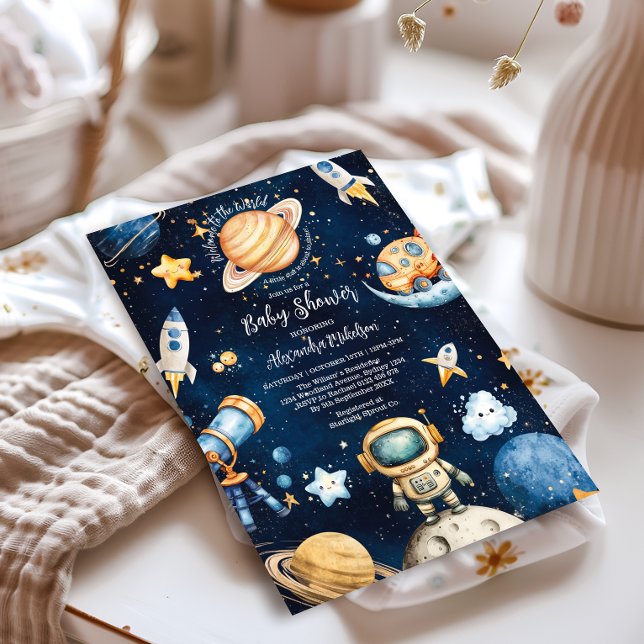 Invitación Baby Shower de la galaxia externa del espacio mode (Subido por el creador)