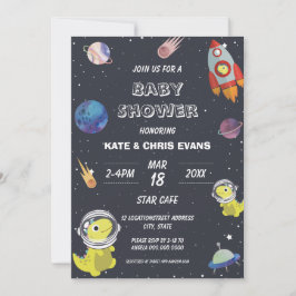 Invitación Baby Shower de la galaxia planetaria Dinosaurio St