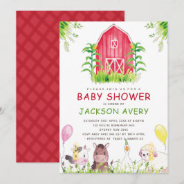 Invitación Baby Shower de la granja de acuarela Cuta