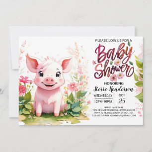 Invitación Baby Shower de la Granja Jardín de Piglet