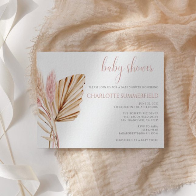 Invitación Baby Shower de la Grasa Boho Floral Pampas (Subido por el creador)