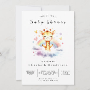 Invitación Baby Shower de la jirafa digital neutral de género