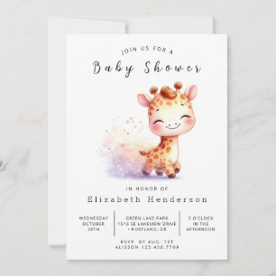 Invitación Baby Shower de la jirafa en línea neutral de géner