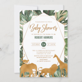 Invitación Baby Shower de la jungla de animales con safari de