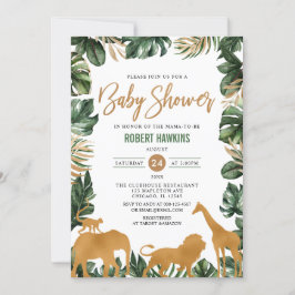 Invitación Baby Shower de la jungla de los animales del safar