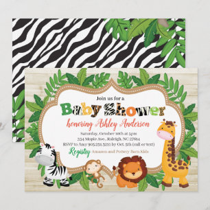 Invitación Baby Shower de la jungla de Safari Animal