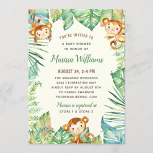Invitación Baby Shower de la jungla neutral de género