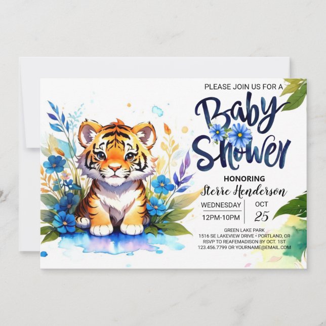 Invitación Baby Shower de la jungla salvaje del tigre (Anverso)