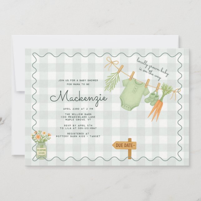 Invitación Baby Shower de la línea de mercado de los agricult (Anverso)