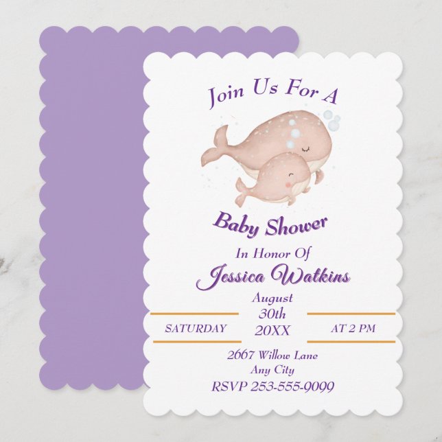 Invitación Baby Shower de la madre Adorable Baby W (Anverso / Reverso)
